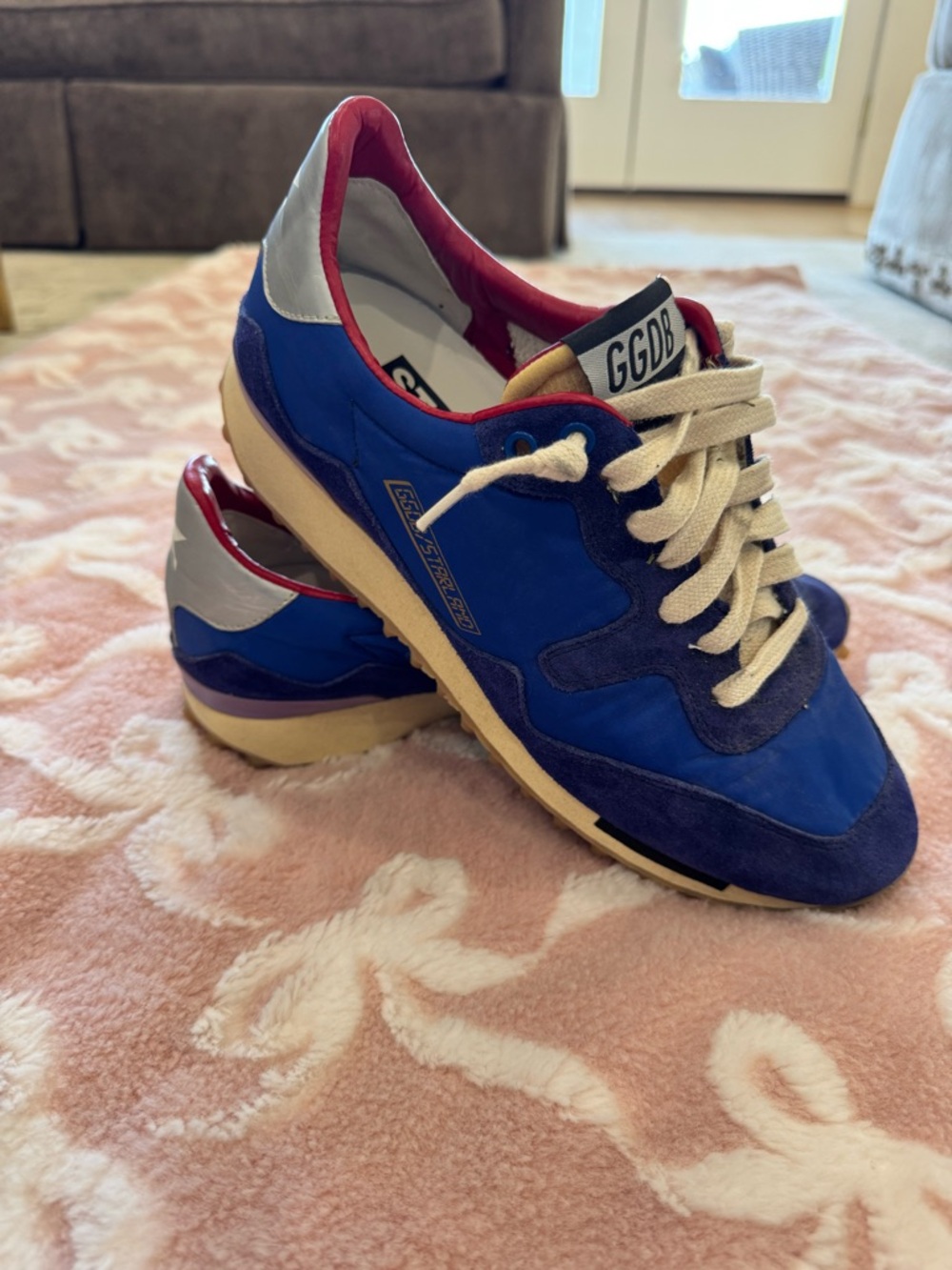 Golden Goose Multicolor Lace-Up Sneakers in Blue, Silver and Red - Picture 2 of 5